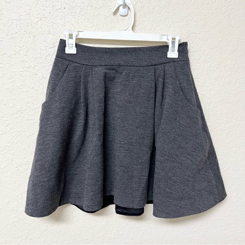 Diane Von Furstenberg Gray Yama Bis Pleated Wool Mini Skirt Size 4 Pockets
